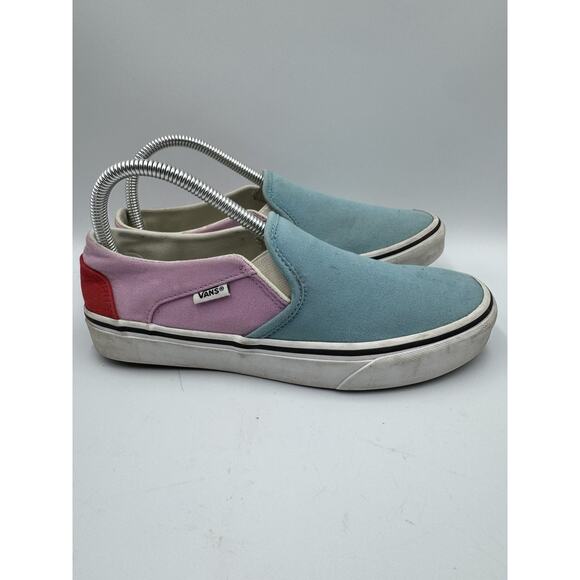 Vans woman's 8.0 Baby blue pink red 751505 slip on old skool used nice - Picture 2 of 7